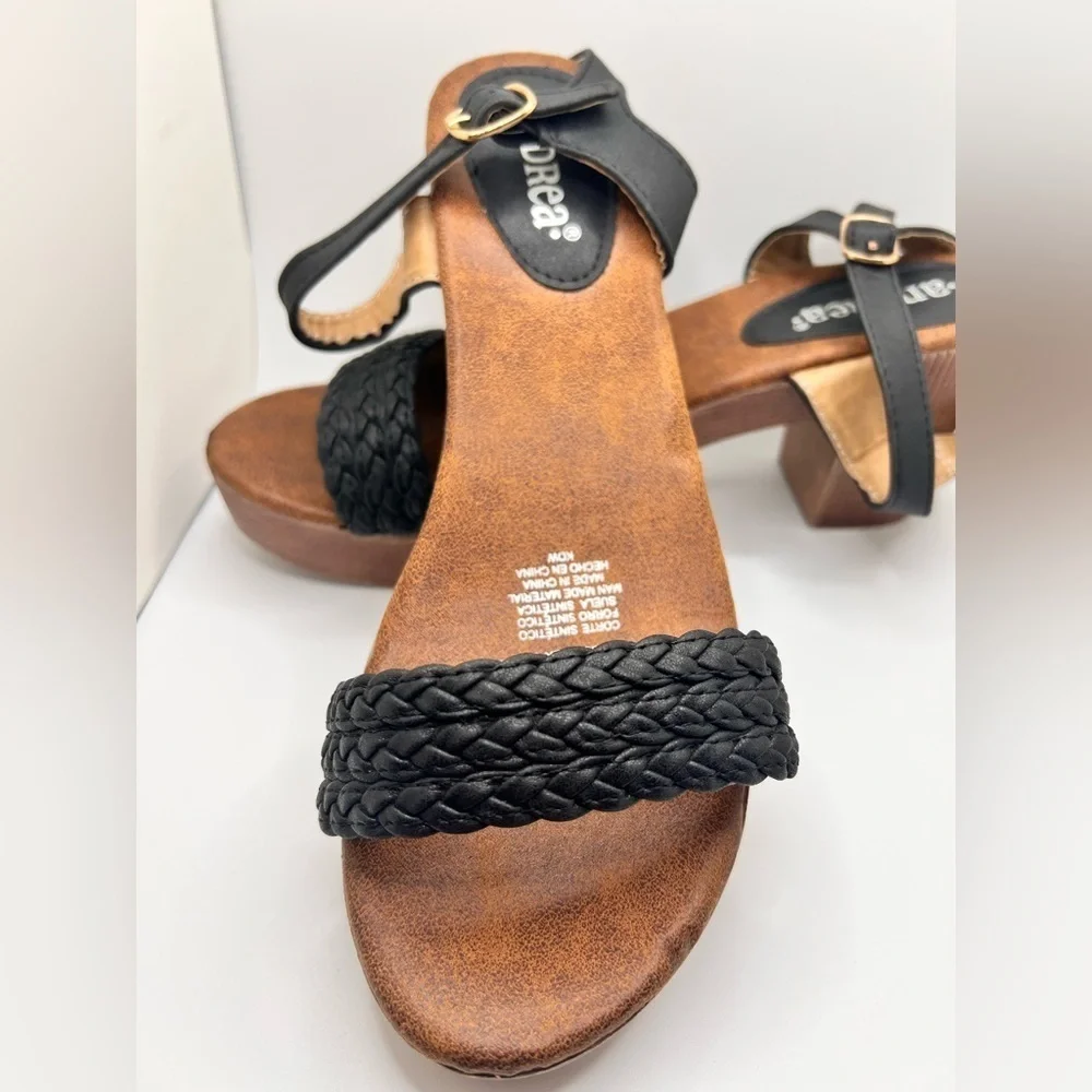 Black Braided Strap Sandals